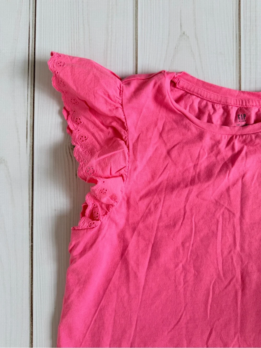 Girls Pink Ruffle Sleeve Tee - Unbranded
